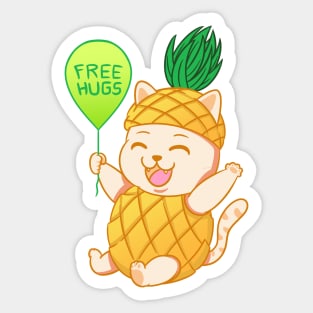 Fruit Cat : Pineapple Free Hugs Sticker